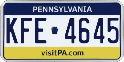 PA license plate KFE4645