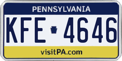 PA license plate KFE4646