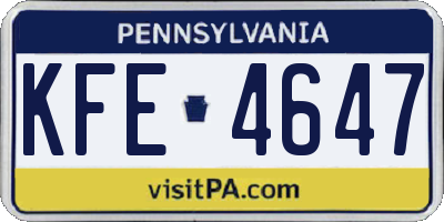 PA license plate KFE4647