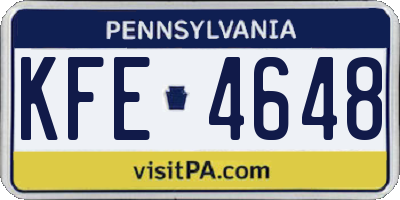 PA license plate KFE4648