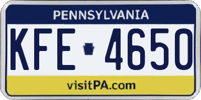 PA license plate KFE4650