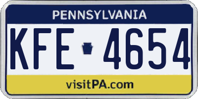PA license plate KFE4654