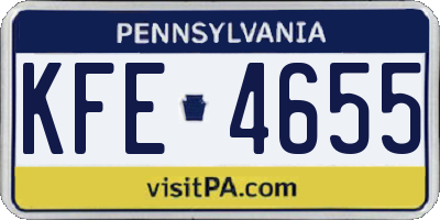 PA license plate KFE4655