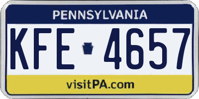 PA license plate KFE4657
