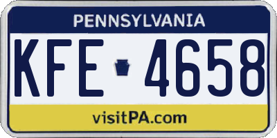 PA license plate KFE4658