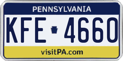 PA license plate KFE4660