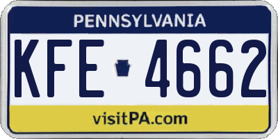 PA license plate KFE4662