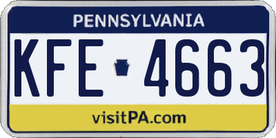 PA license plate KFE4663