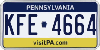 PA license plate KFE4664