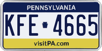 PA license plate KFE4665