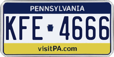 PA license plate KFE4666