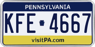 PA license plate KFE4667