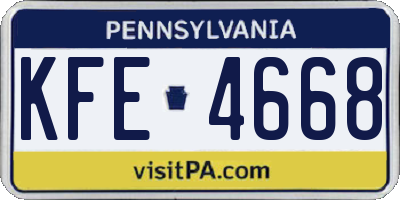 PA license plate KFE4668