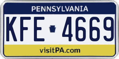 PA license plate KFE4669
