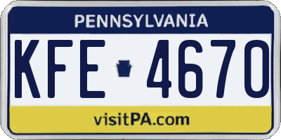 PA license plate KFE4670