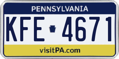 PA license plate KFE4671