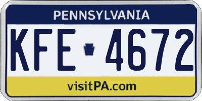 PA license plate KFE4672