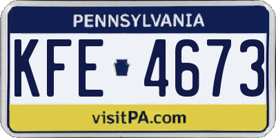 PA license plate KFE4673