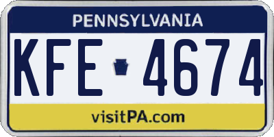 PA license plate KFE4674