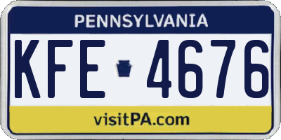PA license plate KFE4676