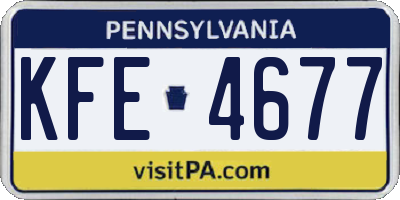 PA license plate KFE4677