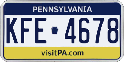 PA license plate KFE4678