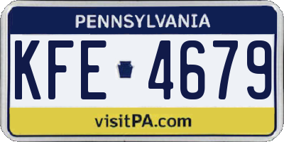 PA license plate KFE4679