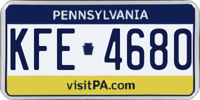 PA license plate KFE4680