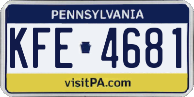 PA license plate KFE4681