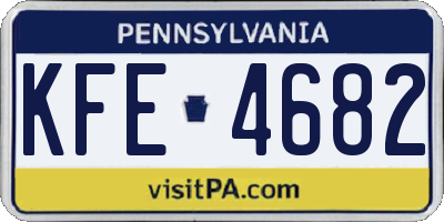PA license plate KFE4682