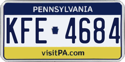 PA license plate KFE4684