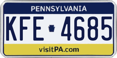 PA license plate KFE4685