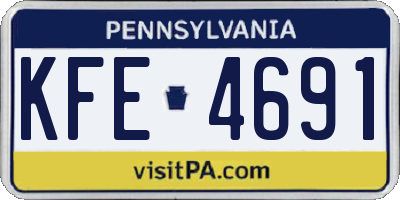 PA license plate KFE4691
