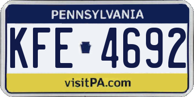 PA license plate KFE4692