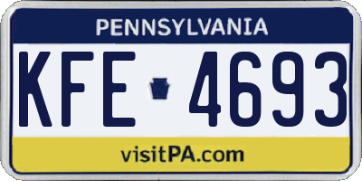 PA license plate KFE4693