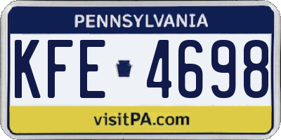 PA license plate KFE4698