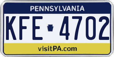 PA license plate KFE4702