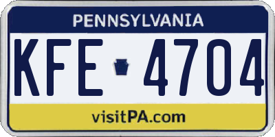 PA license plate KFE4704