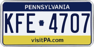 PA license plate KFE4707
