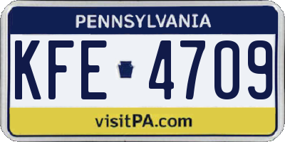 PA license plate KFE4709