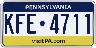 PA license plate KFE4711