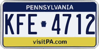 PA license plate KFE4712