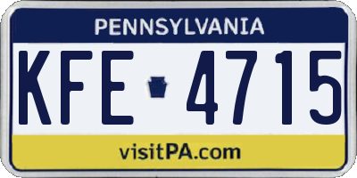 PA license plate KFE4715
