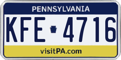 PA license plate KFE4716