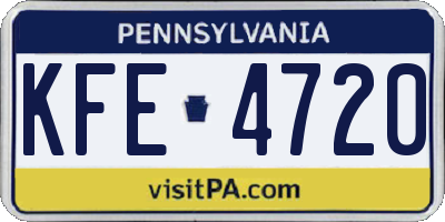 PA license plate KFE4720