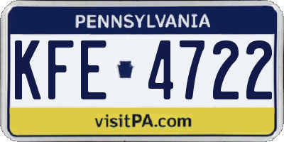 PA license plate KFE4722