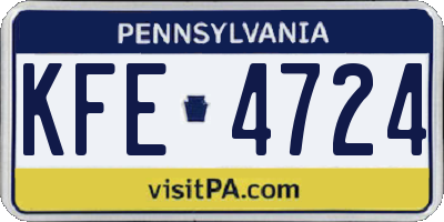 PA license plate KFE4724