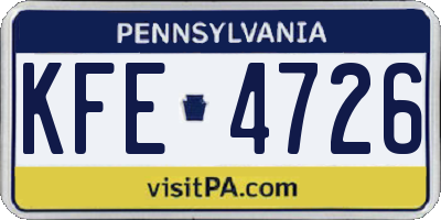 PA license plate KFE4726
