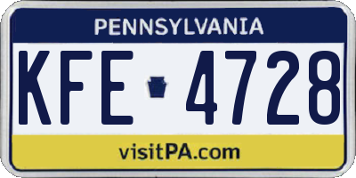 PA license plate KFE4728