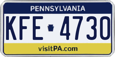 PA license plate KFE4730
